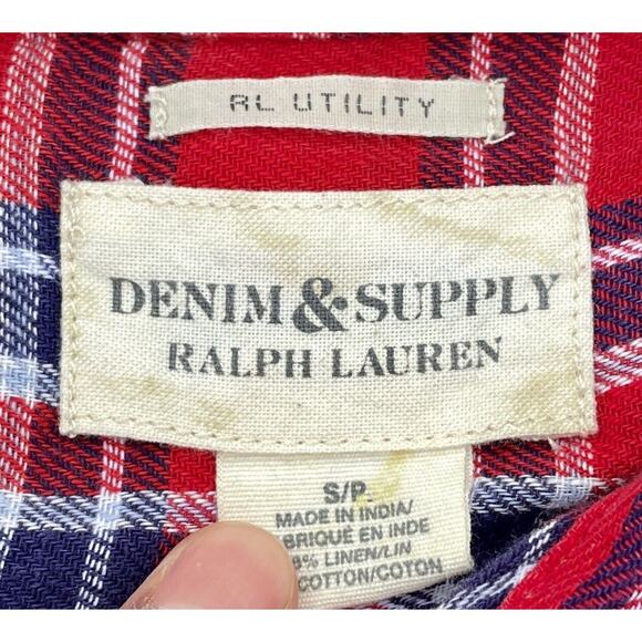 Denim & Supply Ralph Lauren Red Plaid Shirt RL Utility Women's Sz. S/P - Picture 2 of 4
